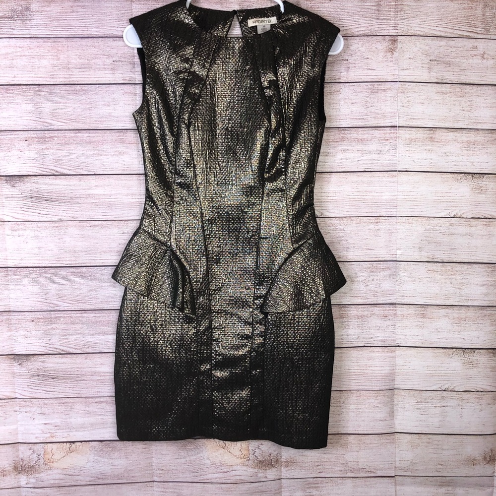 Arden B. Gold Metallic Open Back‎ Dress SzXS